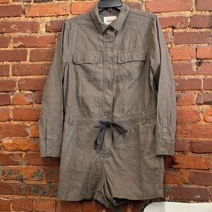 Lands' End Grey/Brown Linen Cotton Blend Romper Size‎ 10